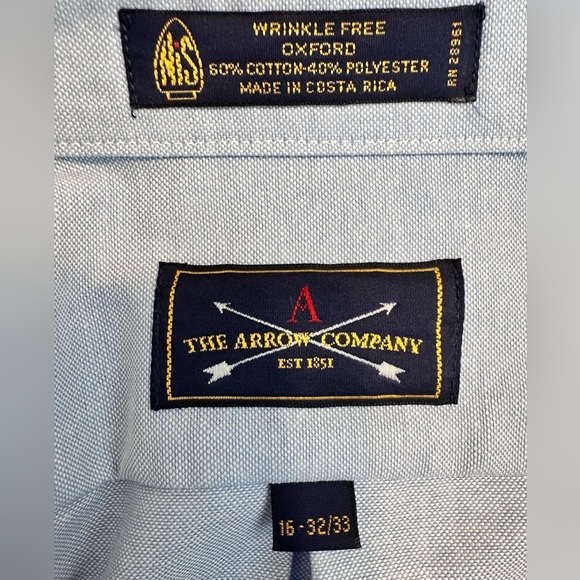 NWT The Narrow Company Wrinkle Free Oxford 16. 32/33 Men’s Shirt Light Blue - Picture 2 of 8
